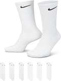 Nike Unisex Adult Everyday Cushioned Training White Crew Socks (6-Pack) | Mens and Womens